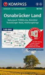 KOMPASS Wanderkarte 750 Osnabr&uuml;cker Land, NP TERRA.vita, Bielefeld, Teutoburger Wald, Wiehengeb. 1:50.000