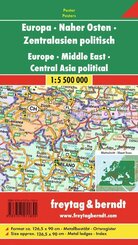 freytag & berndt Poster Europa - Naher Osten - Zentralasien politisch, metallbest&auml;bt 1:5,5 Mio.