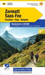 K&uuml;mmerly+Frey Wanderkarte 24 Zermatt, Saas-Fee 1:60.000