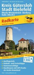 Publicpress Radkarte Kreis G&uuml;tersloh, Stadt Bielefeld, Rheda-Wiedenbr&uuml;ck, Rietberg, Halle (Westf.) 1:75.000