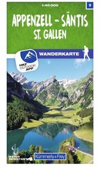 K&uuml;mmerly+Frey Wanderkarte 9 Appenzell, S&auml;ntis 1:40.000