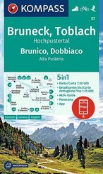 KOMPASS Wanderkarte 57 Bruneck, Toblach, Hochpustertal, Brunico, Dobbiaco, Alta Pusteria 1:50.000