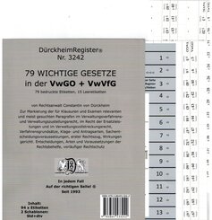 D&uuml;rckheimRegister&reg; VwGO + VwVfG - WICHTIGE &sect;&sect; Im &Ouml;ffR, OHNE Stichworte