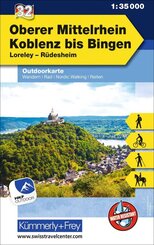 K&uuml;mmerly+Frey Outdoorkarte Deutschland 32 Oberer Mittelrhein, Koblenz bis Bingen 1:35.000