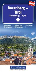 K&uuml;mmerly+Frey Regional-Strassenkarte Vorarlberg, Tirol 1:175.000