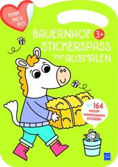 Bauernhof Stickerbuch zum Ausmalen 3+ (Cover gr&uuml;n, Pferd), m. 164 Beilage