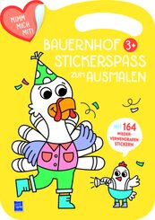 Bauernhof Stickerspa&szlig; zum Ausmalen 3+ (Cover gelb, Truthahn), m. 164 Beilage