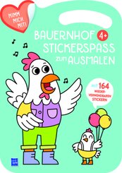 Bauernhof Stickerspa&szlig; zum Ausmalen 4+ (Cover blau, Henne), m. 164 Beilage