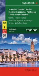 freytag & berndt Stra&szlig;enkarte Slowenien - Kroatien - Serbien - Bosnien-Herzegowina - Montenegro - Kosovo - Nordmazedonien 1:600.000