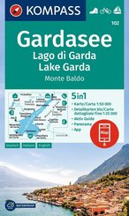 KOMPASS Wanderkarte 102 Gardasee, Lago di Garda, Lake Garda, Monte Baldo 1:50.000