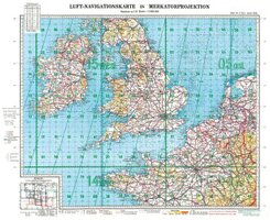 LUFTKRIEG - Luft-Navigationskarte: Britische Inseln (S&uuml;d) 1942 (Plano)