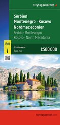 freytag & berndt Stra&szlig;enkarte Serbien - Montenegro - Kosovo - Nordmazedonien 1:500.000