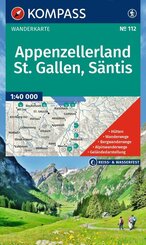 KOMPASS Wanderkarte 112 Appenzellerland, St. Gallen, S&auml;ntis 1:40.000