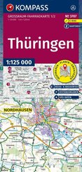 KOMPASS Gro&szlig;raum Fahrradkarte 3707 Th&uuml;ringen 1:125.000