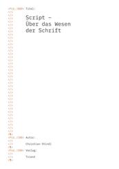Script - &Uuml;ber das Wesen der Schrift