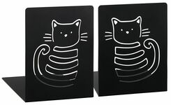 Buchst&uuml;tze aus Metall - Miau Katze (2er Set)