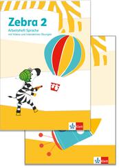 Zebra 2, Arbeitsheft Sprache, Arbeitsheft Lesen/Schreiben mit digitalen Medien Klasse 2, 2 Bde.