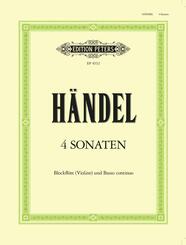 4 Sonaten f&uuml;r Blockfl&ouml;te (Violine) und Basso continuo HWV 360/362/365/369