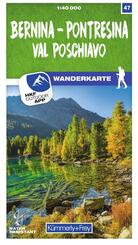 K&uuml;mmerly+Frey Wanderkarte 47 Bernina, Pontresina, Val Poschiavo 1:40.000