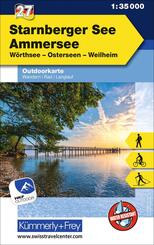 K&uuml;mmerly+Frey Outdoorkarte Deutschland 27 Starnberger See, Ammersee 1:35.000