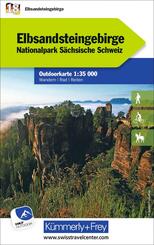 K&uuml;mmerly+Frey Outdoorkarte Deutschland 18 Elbsandsteingebirge 1:35.000