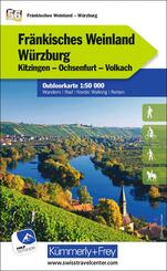 K&uuml;mmerly+Frey Outdoorkarte Deutschland 56 Fr&auml;nkisches Weinland, W&uuml;rzburg 1:50.000