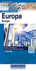 K&uuml;mmerly+Frey Welt- und Kontinentkarte Europakarte politisch 1:4,5 Mio.