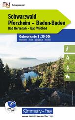 K&uuml;mmerly+Frey Outdoorkarte Deutschland 52 Schwarzwald, Pforzheim, Baden-Baden 1:35.000