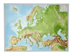 Europa, Reliefkarte, Gro&szlig;, mit Aluminiumrahmen