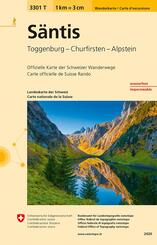 Landeskarte der Schweiz S&auml;ntis, Wanderkarte