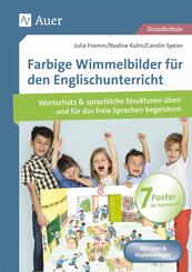 Farbige Wimmelbilder f&uuml;r den Englischunterricht, 7 Poster im Format A1