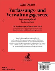 Verfassungs- und Verwaltungsgesetze. Erg&auml;nzungsband 70. Erg&auml;nzungslieferung