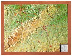 Relief Schw&auml;bische Alb 1:430.000 mit Holzrahmen