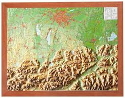 Relief Bayerisches Oberland 1:400.000 mit Holzrahmen
