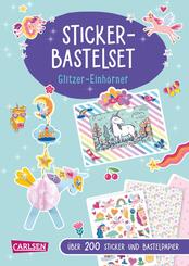 Bastelset f&uuml;r Kinder: Sticker-Bastelset: Glitzer-Einh&ouml;rner