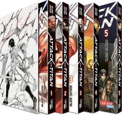 Attack on Titan, B&auml;nde 1-5 im Sammelschuber mit Extra.Bd.1-5