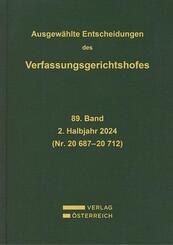 Ausgew&auml;hlte Entscheidungen des Verfassungsgerichtshofes 89. Band
