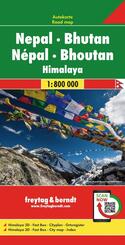 freytag & berndt Stra&szlig;enkarte Nepal - Bhutan 1:800.000