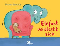Elefant versteckt sich