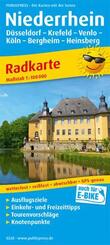 Publicpress Radkarte Niederrhein, D&uuml;sseldorf, Krefeld, Venlo, K&ouml;ln, Bergheim, Heinsberg 1:100.000
