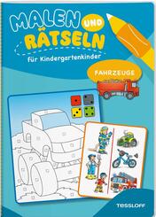 Malen und R&auml;tseln f&uuml;r Kindergartenkinder. Fahrzeuge