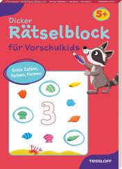 Dicker R&auml;tselblock f&uuml;r Vorschulkids. Erste Zahlen, Farben, Formen