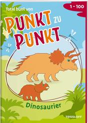Total bunt von Punkt zu Punkt. Dinosaurier. Von 1 bis 100