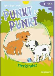 Total bunt von Punkt zu Punkt. Tierkinder. Von 1 bis 100