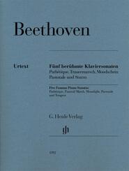 F&uuml;nf ber&uuml;hmte Klaviersonaten op. 13, op. 26, op. 27 Nr. 2, op. 28 und op. 31 Nr. 2