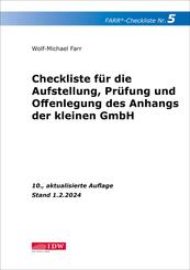 FARR Checkliste 5 f&uuml;r die Aufstellung, Pr&uuml;fung und Offenlegung des Anhangs der kleinen GmbH