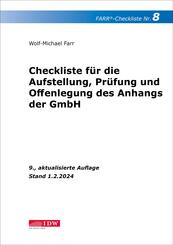 FARR Checkliste 8 f&uuml;r die Aufstellung, Pr&uuml;fung und Offenlegung des Anhangs der GmbH