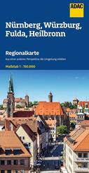 ADAC Regionalkarte 12 N&uuml;rnberg, W&uuml;rzburg, Fulda, Heilbronn 1:150.000
