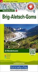 K&uuml;mmerly+Frey Wandertourenkarte 6 Brig, Aletsch, Goms 1:50.000