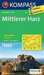 KOMPASS Wanderkarte 452 Mittlerer Harz 1:50.000